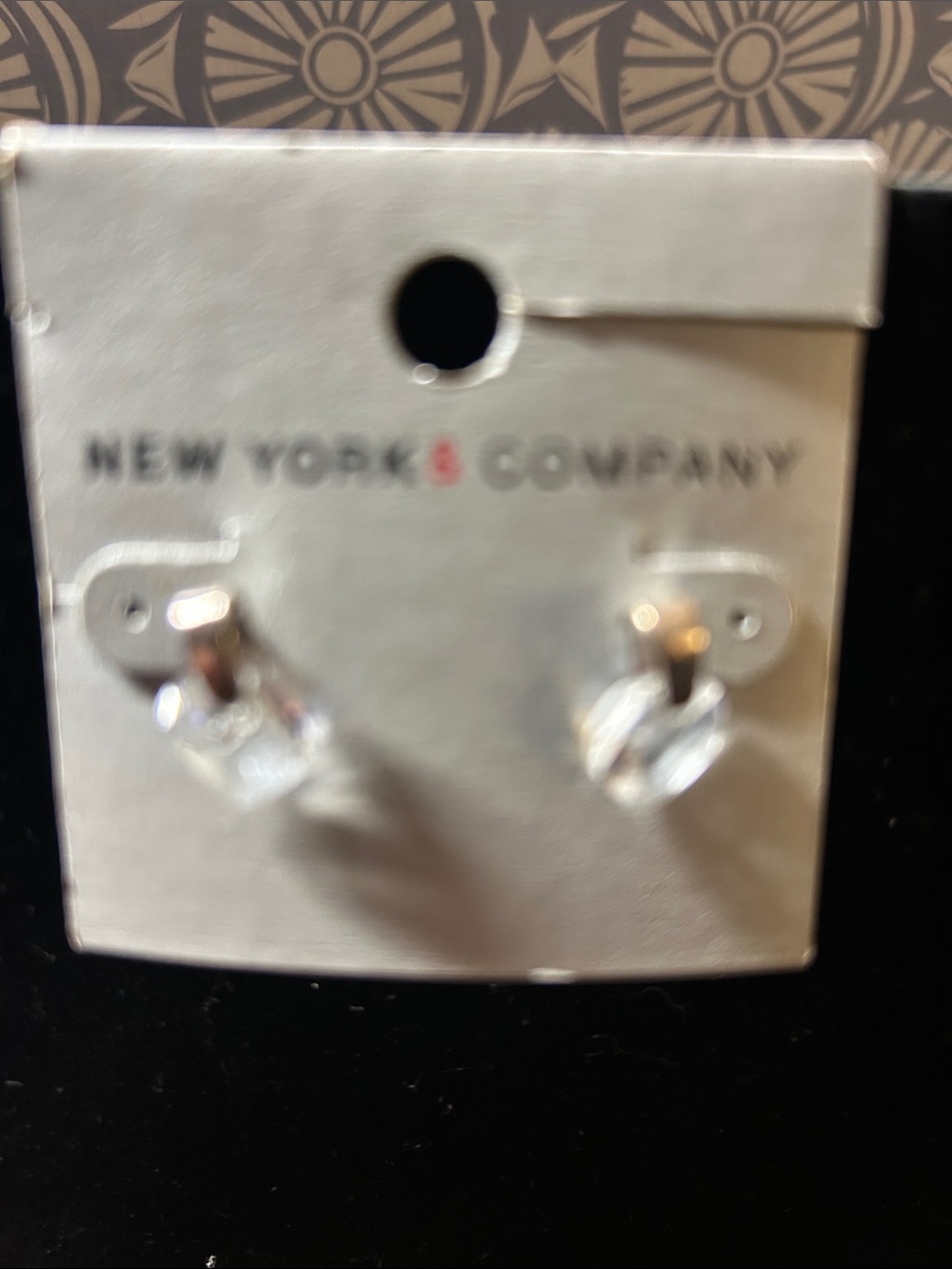 New York & Company Silver Crystal Cube Stud Earrings